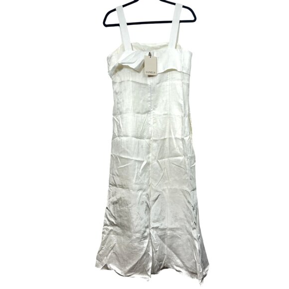 Luxely Norstroms Huxely Sleeveless Hi Lo Midi Dress Cloud Dancer WHite Size 10 - Picture 3 of 4